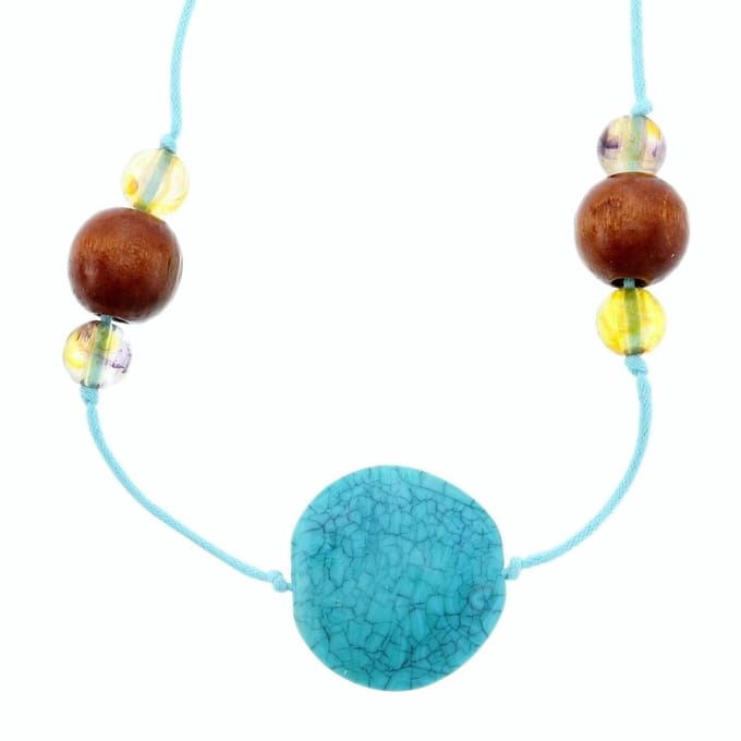 Behave - Turquoise ketting met kralen van touw - Boho zomerstijl