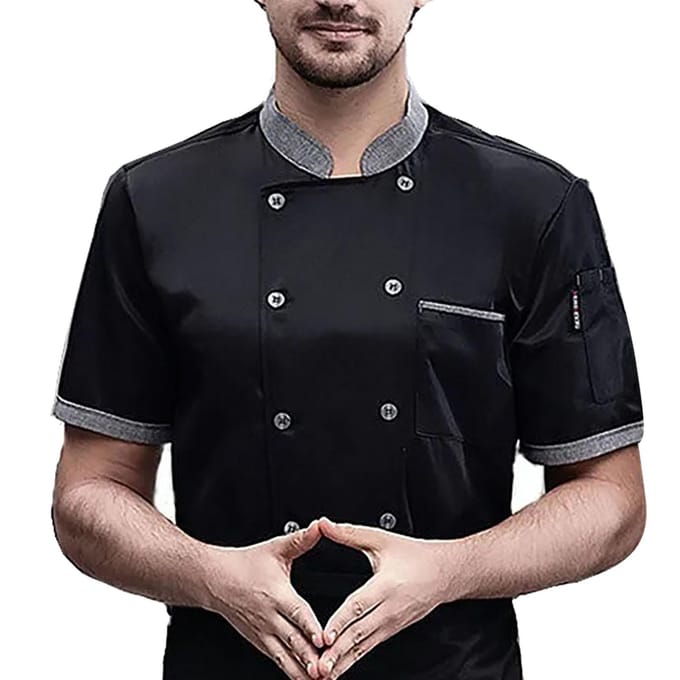 Chef Korte Mouw Ademend Mesh Hittebestendig Knopenontwerp Makkelijk te Wassen Katoen Heren Kokshemd XL