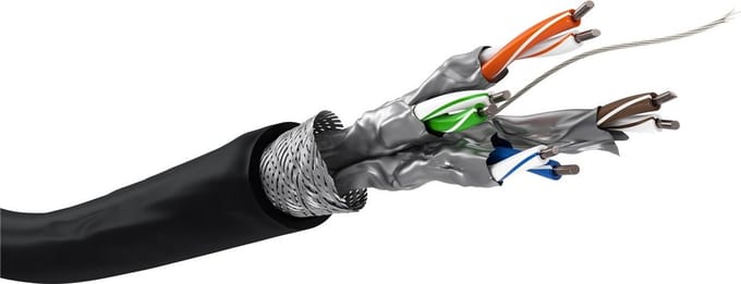 CAT6 S/FTP 100 meter buitenkabel op rol stug zwart CCA - netwerkkabel