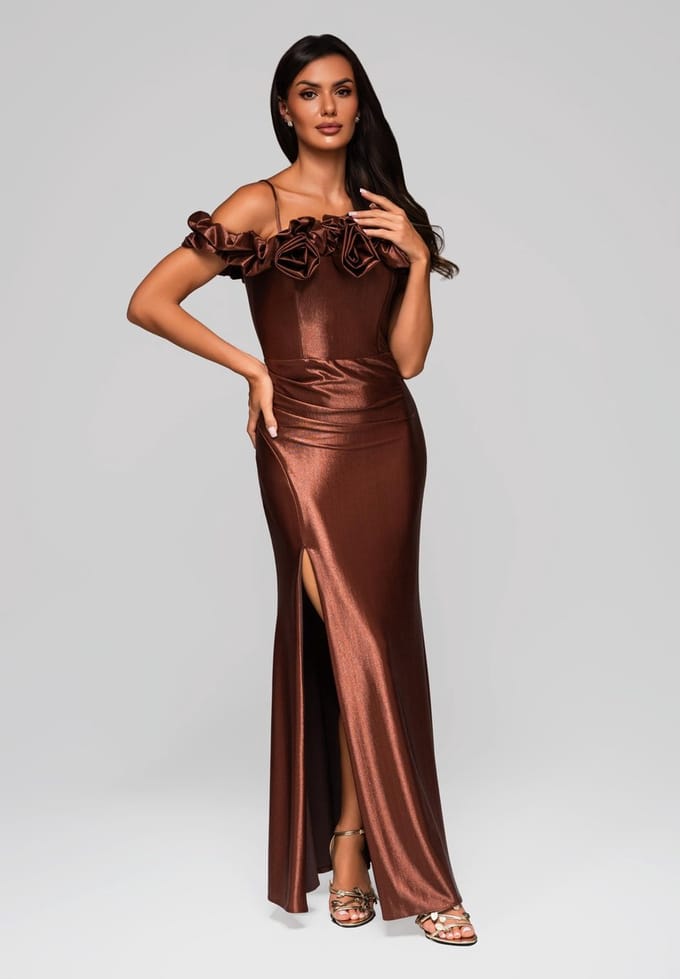 LARICA Jurk - Rits - Jurk Bruin S