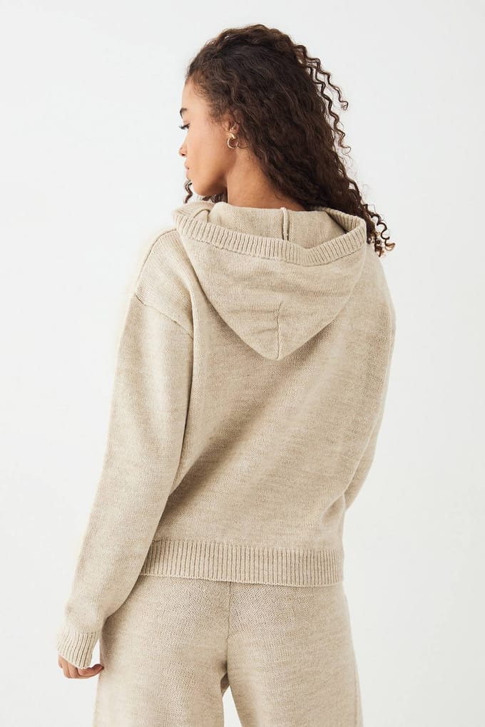 Dames DSGN Studio Gebreide Oversized Hoodie | Oatmeal | Maat: XS