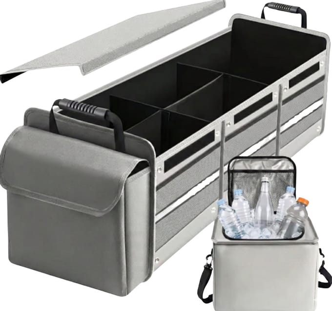 Livista Kofferbak Organizer - Auto Organizer - Opbergbox - met koeltas - drie compartimenten - Grijs