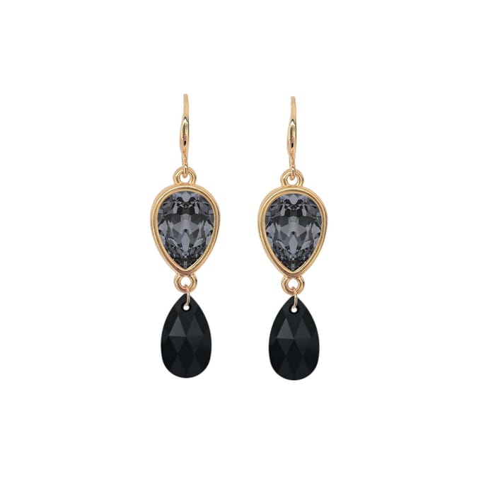 Party Black Jet Bling oorhangers - 18 karaats verguld