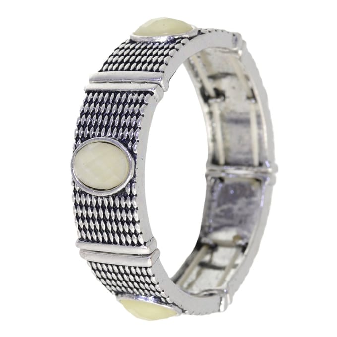 Behave - Rekarmband dames - Zilverkleur wit - Retro stijl - 16,5cm