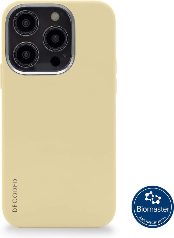 DECODED Siliconen Back Cover - iPhone 14 Pro - Anti-Bacterieel Hoesje - Magnetische Technologie van Apple - Licht Geel