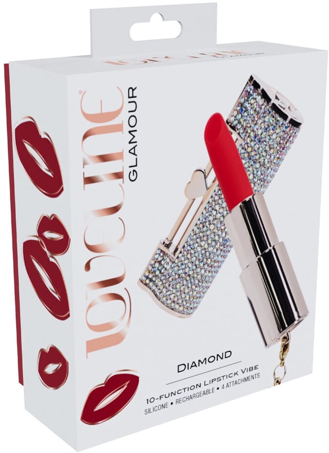 Loveline by Shots Sexy Diamond - Lipstick Vibrator with 4 Attachments - Groen