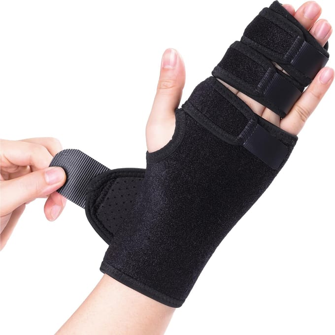 Attelle Doigt Ressaut 3 Doigts pour Index Milieu Annulaire ou Auriculaire Support Main Soulagement Arthrite black