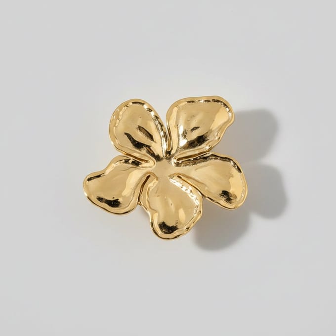 Dames Magnetische Bloem Broche – Goudkleurig RVS – Elegante Broche 3.2 cm
