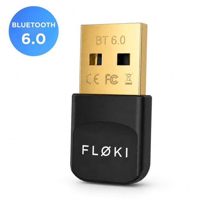 Floki® Bluetooth 6.0 Adapter - USB Bluetooth dongle voor PC- Plug & Play - Windows 7/8.1/10/11