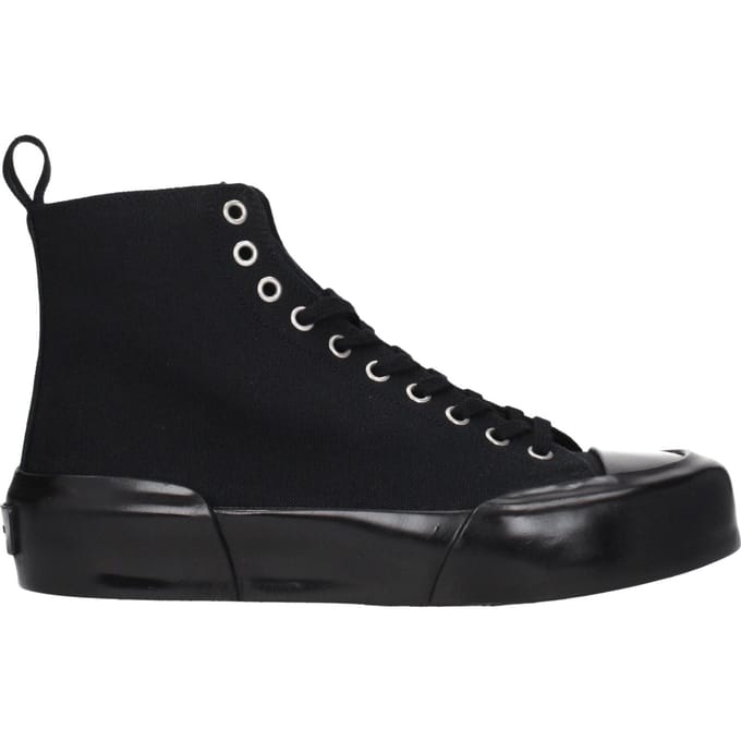 Jil Sander Zwarte Stof Hoge Sneakers