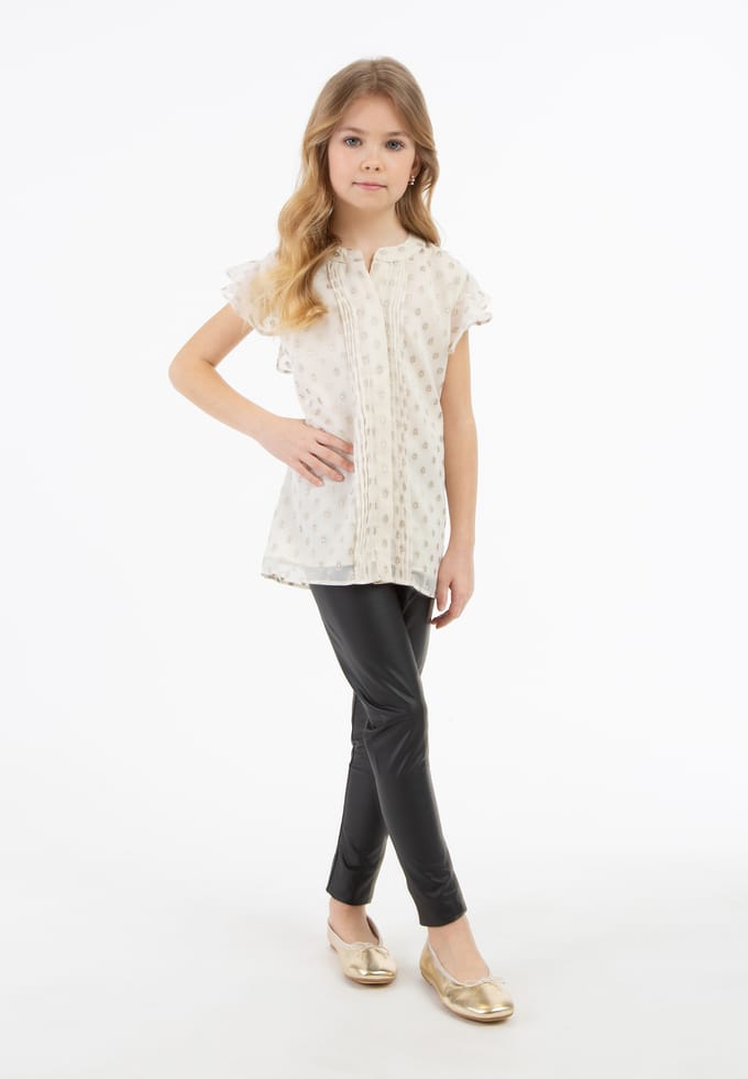 Faina Blouse Meisje Gebroken wit met gouden stippen