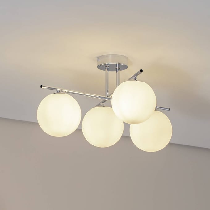 Domiluce Aurora plafondlamp, chroom, Ø 50 cm, 4-lamps, glas, E14