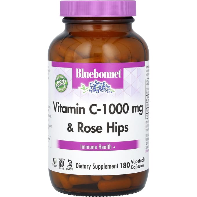 Bluebonnet Nutrition, Vitamine C-1.000mg & Rozenbottel, 180 Veggie Capsules