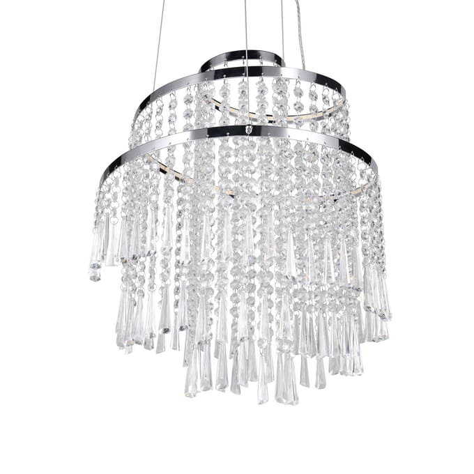 Reality Leuchten Pomp LED hanglamp, Ø 38 cm, chroom, acryl/metaal, CCT