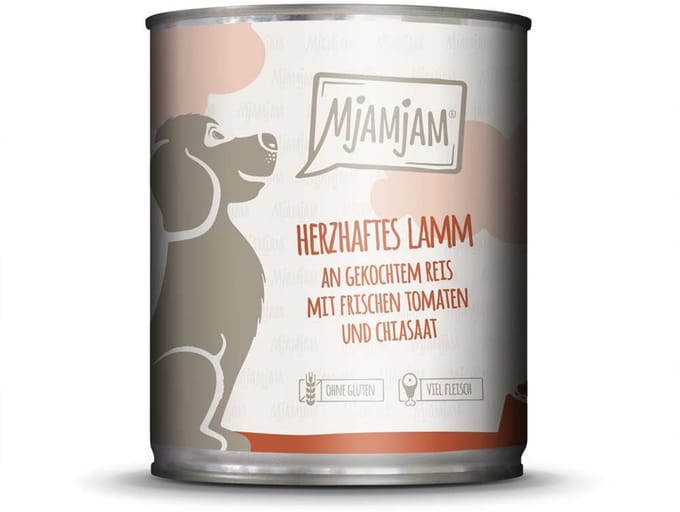 MjAMjAM Dog - Leckere Mahlzeiten Dose 6x800g | Lamm, Reis & Tomaten