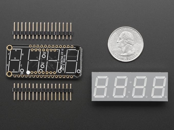 0.56 inch 4-Digit 7-Segment FeatherWing Display - Yellow Adafruit 3110