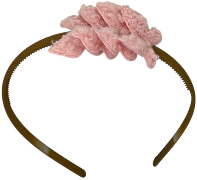 Diadeem met vlinders - khaki diadeem - teddy - lichtroze