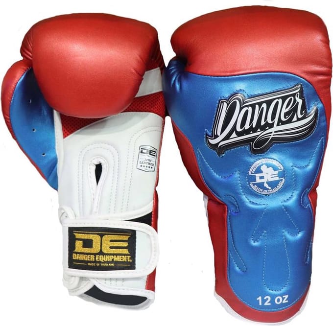 Danger Ultimate Fighter American Hero Bokshandschoenen - Semi-leer - Rood /Wit/Blauw 16 oz