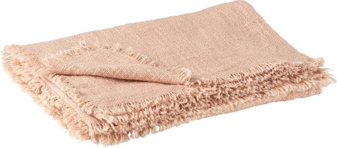 J-Line plaid Franje - polyester - lichtroze - 130 x 170 cm