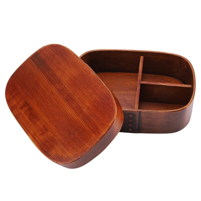 Boîte à lunch vintage en bois naturel, boîtes à bento en bois, 18 x 12 x 5,5 cm brown