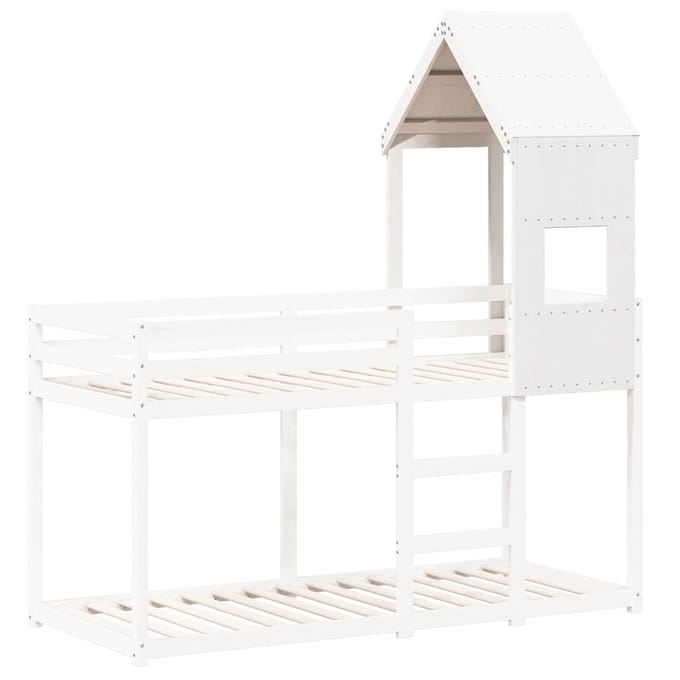 vidaXL - Kinderbedhuisje - 55x84x132 - cm - massief - grenenhout - wit