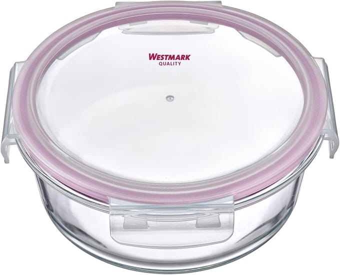 Famanu – Ronde glazen vershouddoos 400 ml – oven/magnetron geschikt, compact
