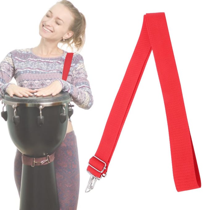 WG02 Polyester Nylon Verstelbare Afrikaanse Trommelriem Rode Snaredrum Riem met Metalen Haak red