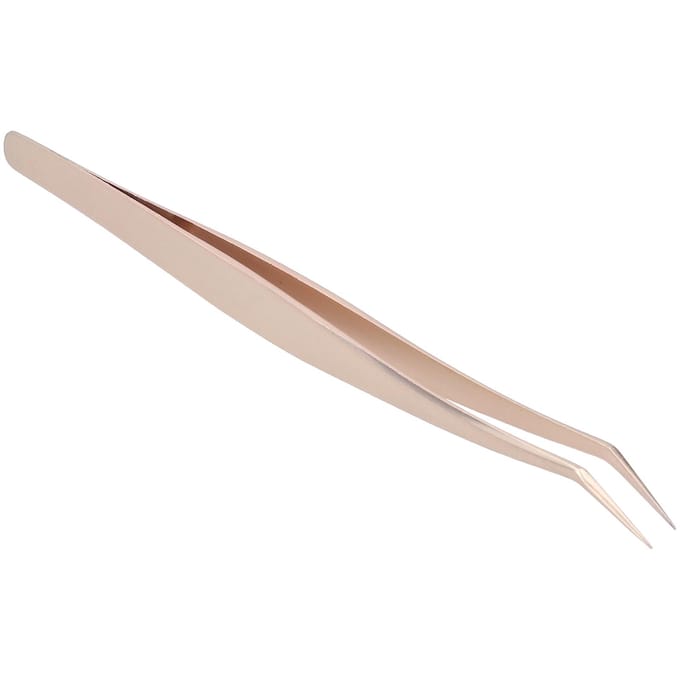 Pince à greffer les faux cils Pointe fine Acier inoxydable Outil d'extension de cils Pince à épilerOr