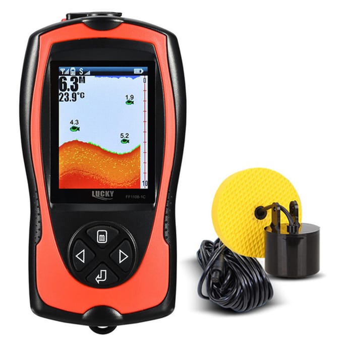 LUCKY FF1108-1CT Sondeur de poisson portable 100M/300FT Profondeur Alarme poisson Détecteur de poisson filaire Wired black