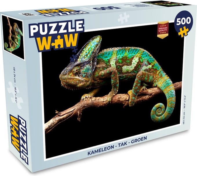 Puzzel Kameleon - Tak - Groen - Legpuzzel - Puzzel 500 stukjes