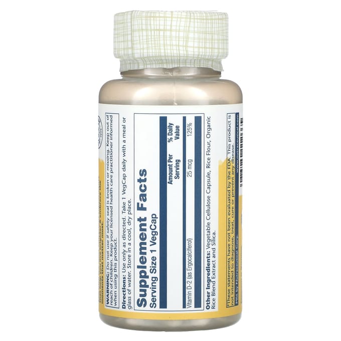 Gedroogde Vitamine D2, 25 mcg, 60 Veggie Capsules