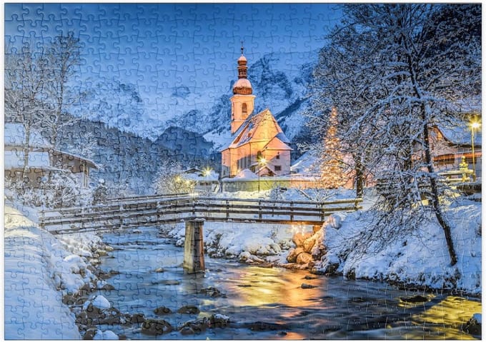 Winterlandschap Puzzel 500 Stukjes Bedevaartskerk Sint-Sebastiaan Ramsau