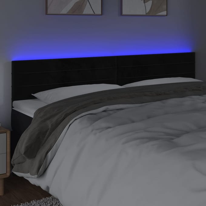 vidaXL - Hoofdbord - LED - 160x5x78/88 - cm - fluweel - zwart