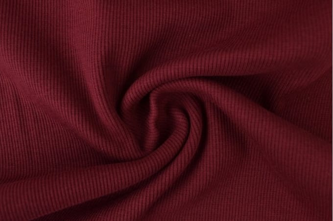 10 meter rib boordstof - Bordeaux rood - 60cm breed