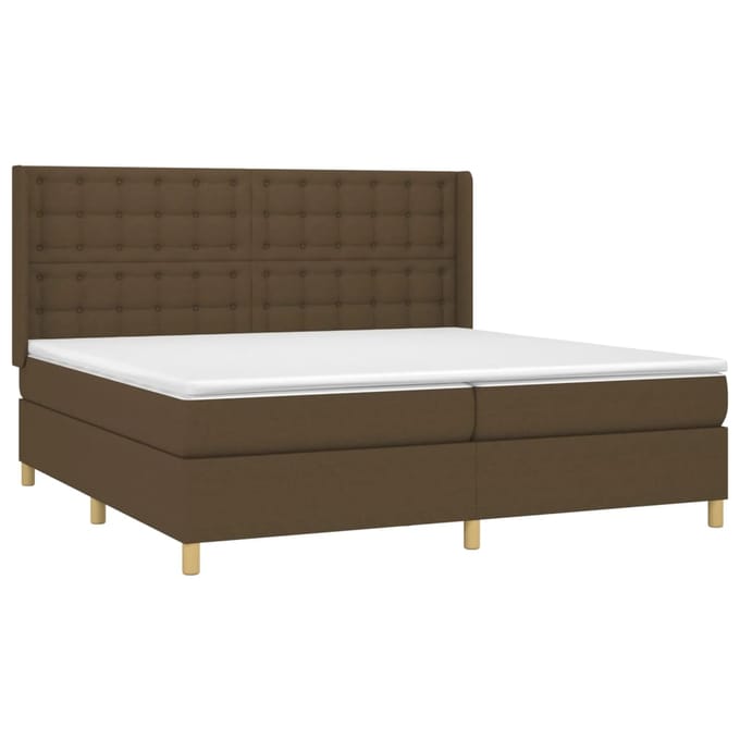 vidaXL - Boxspring - met - matras - stof - donkerbruin - 200x200 - cm