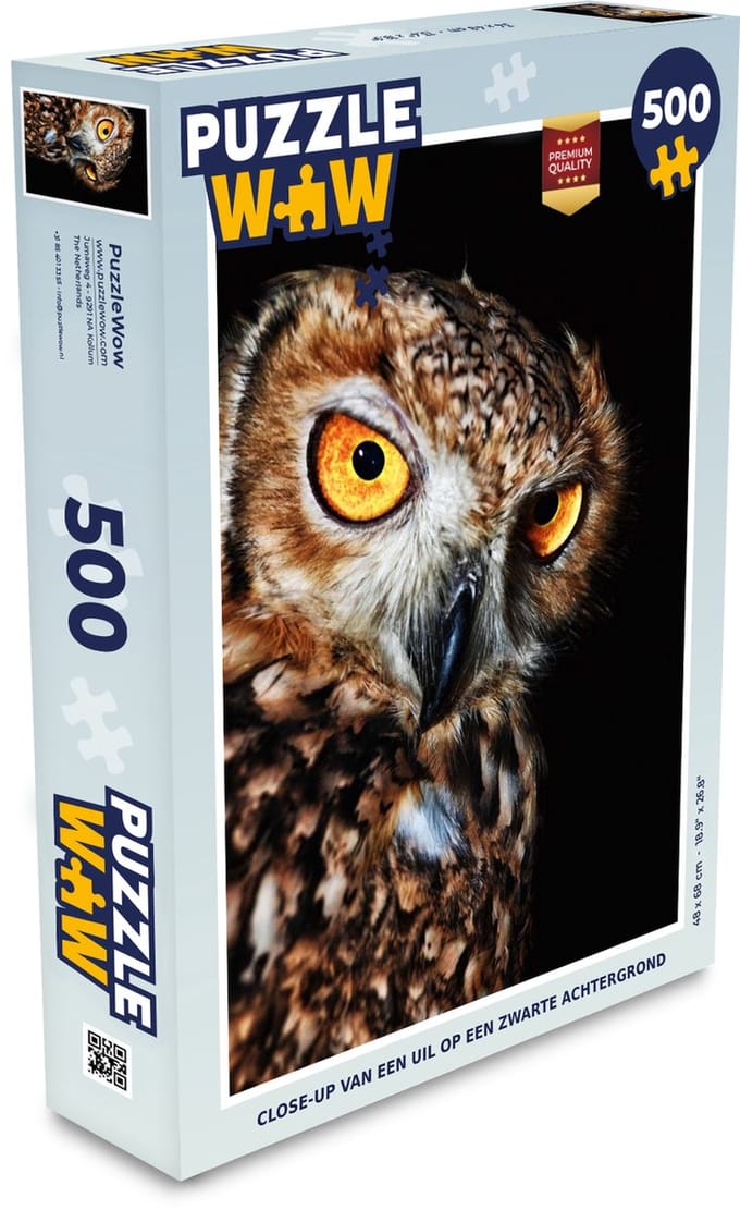 Puzzel Uil - Zwart - Geel - Legpuzzel - Puzzel 500 stukjes