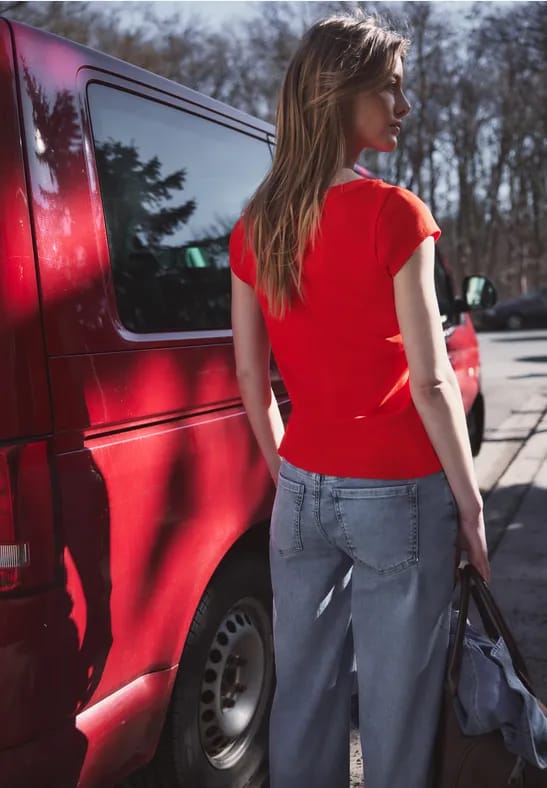 Basic shirt met boothals