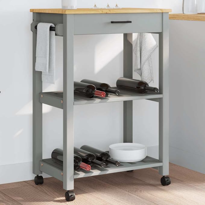 vidaXL - Keukentrolley - MONZA - 60x40x88,5 - cm - massief - grenenhout