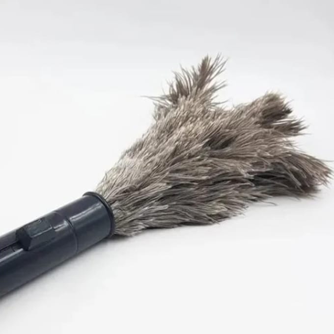 Stoffers Bruin Wasbaar Draagbaar Compact Kippenveren ABS Mini Stoffer met Handvat voor black