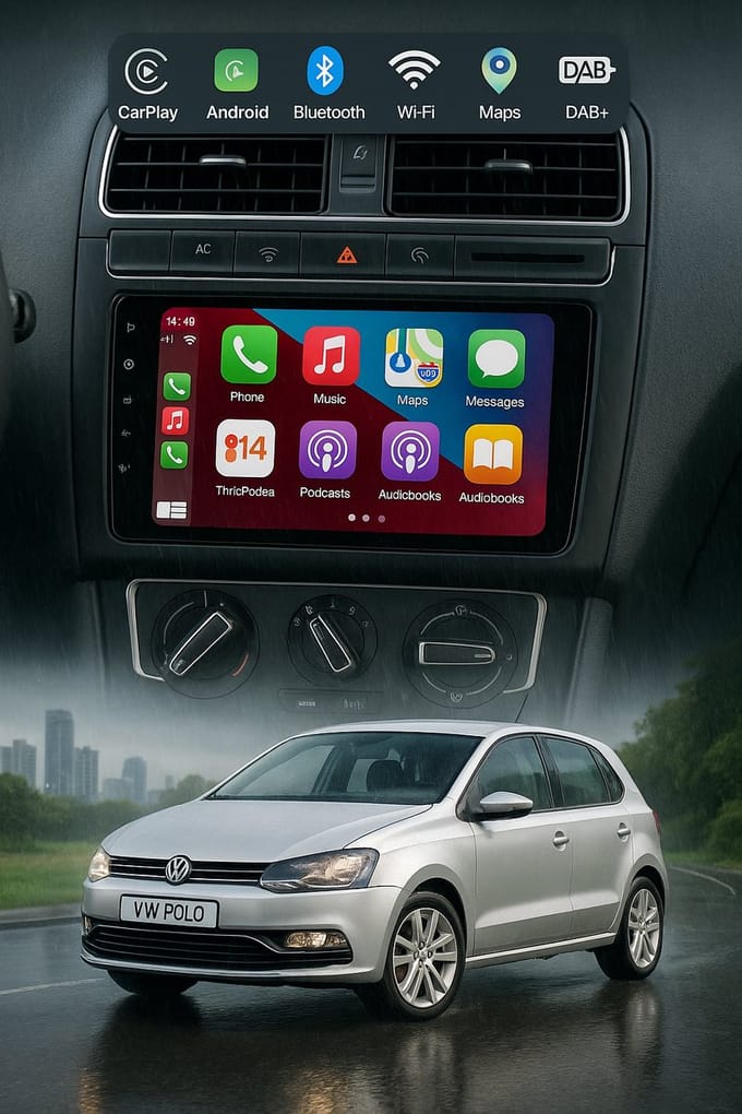 ADIVOX 9 inch T2 geschikt voor VW Polo 2009-2017 Android 15 CarPlay/Auto/Wifi/GPS/RDS/DSP/DAB+