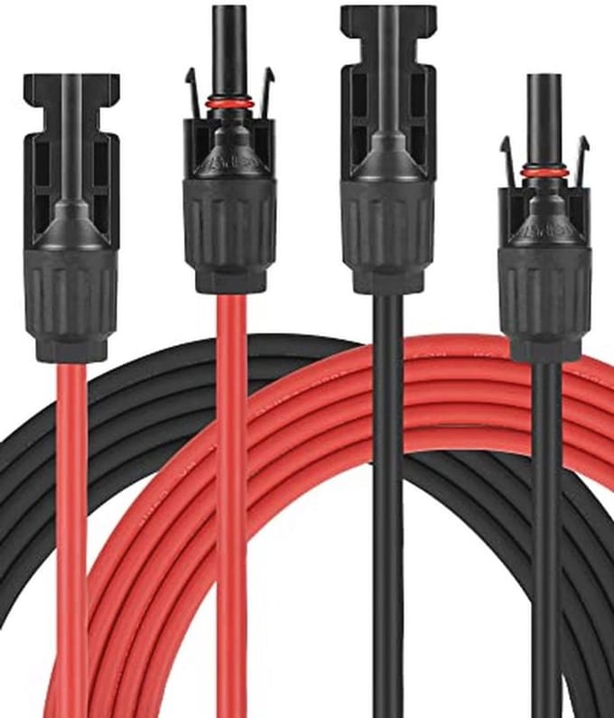 Solarkabel 4 mm² 3 m Zonne-energie Verlengkabel met Waterdichte Stekker