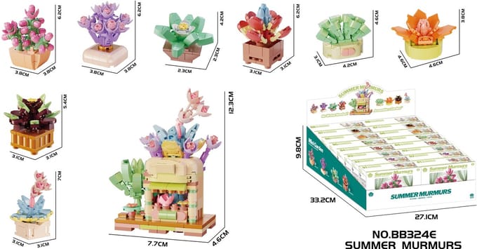 Bouwstenen set summer murmurs – 8 in 1 – 16 stuks in display