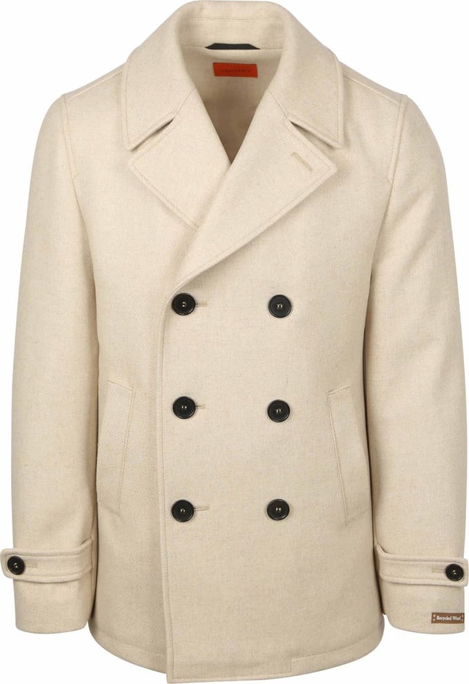 Suitable Coat Caban Wol Blend Ecru - Maat 52 - Heren - Tussenjas