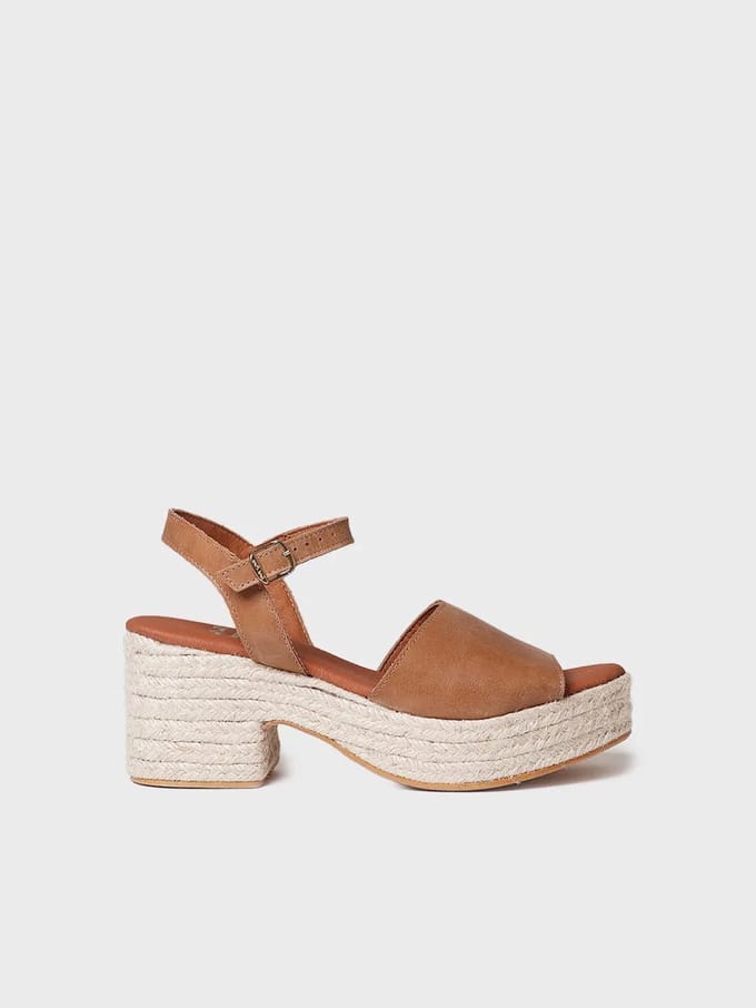 Dames espadrille met brede hak | ADRIANA