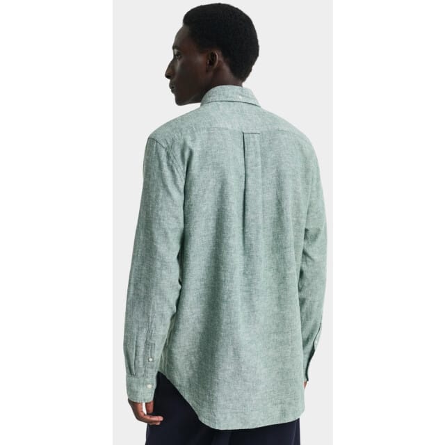 Gant Overhemd Linnen Groen - Maat L - Heren - Overhemden Casual