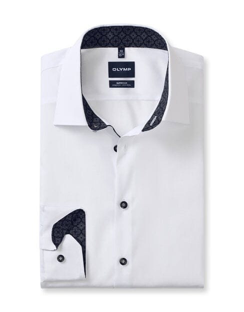 OLYMP No. Six Overhemd, Super Slim, Kent, Wit