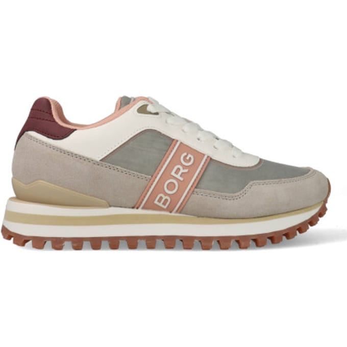 Björn Borg R2000 Dash Sneakers Dames - Lage Schoen Vrouwen - Grijs/Roze - Maat 38