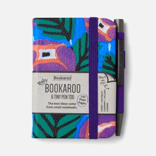 Bookaroo A7 Notebook & Pen - Purple & Turq - Floral