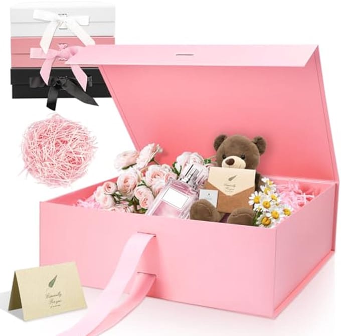 Extra grote geschenkdoos met magnetisch deksel en lint - 32 x 23 x 10,5 cm