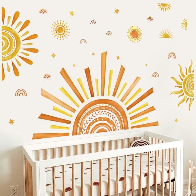 Allecto - Boho Sun Wandstickers - Half Sun Waterverf - Kinderkamer